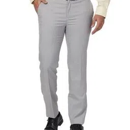 raymond Men Slim Fit Flat-Front Trousers-picture-12