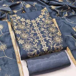 mimi design Women Embroidery Unstitched Dress Material image 1