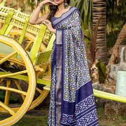 ri-wah Women Ikat Print Saree with Contrast Border-picture-37