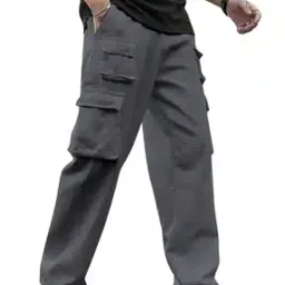 poshax Men Relaxed Fit Cargo Pants with Drawstring Waist-picture-31