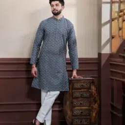 koshin Men Self-Design Regular Fit Long Kurta-picture-43