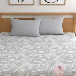 chhavi india Microfiber Double Size Fitted Bedsheet With Pillow Covers image 1