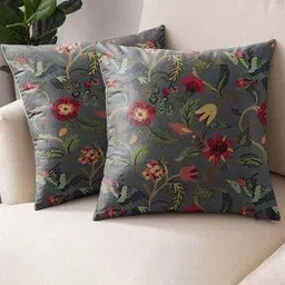 casableu Pack of 2 Floral Print Square-Shaped Cushion Cover 16" x 16"-picture-49