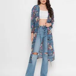 color cocktail Floral Print Long Shrug-picture-47