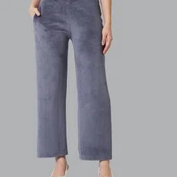 van heusen Athleisure Zipper Pocket & High Waist Wide Leg Velour Pants-picture-12