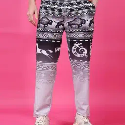 yellow tree Men Printed Mid-Rise Straight Track Pants image 1