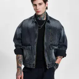 snitch Men Regular Fit Denim Jacket with Flap Pockets-picture-36