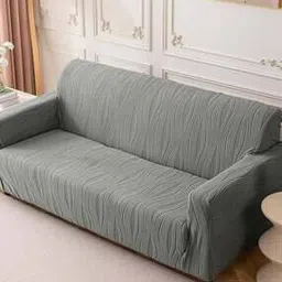 house of quirk Jacquard Checked Pattern Flexible Stretch Triple Seater Sofa Slipcover-picture-25