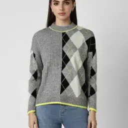 Women Colourblock Round-Neck Pullover with Full Sleeves-image-3