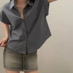 outzidr global Women Relaxed Fit Shirt with Spread Collar image 1