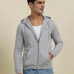 allen solly Men Regular Fit Textured Hooded Sweatshirt image 1