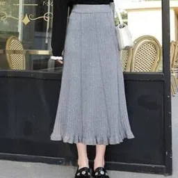 divawalk Women Ribbed A-Line Skirt-picture-34