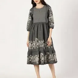 saffron threads Women Embroidered Fit & Flare Dress-picture-42