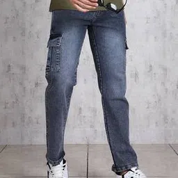 Shein Ankle Length Low Rise Mid Wash Cargo Style Jeans-image-29