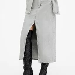 all saints Honor Frayed Denim Maxi Skirt-picture-37