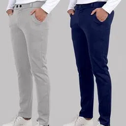septem Pack of 2 Men Slim Fit Flat-Front Trousers-picture-15