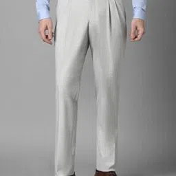 louis philippe Men Textured Straight Fit Trousers-picture-38
