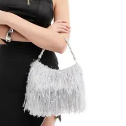 asos design Diamante & Pearl Twist Handle Feather Grab Bag-picture-33