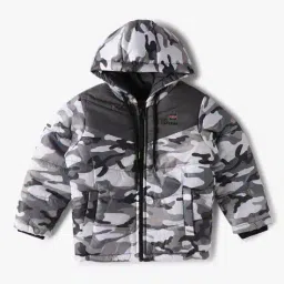 fort collins Boys Camouflage Print Regular Fit Hooded Puffer Jacket image 1