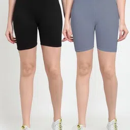 jinfo Women Pack of 2 Mid Rise Knit Shorts image 1