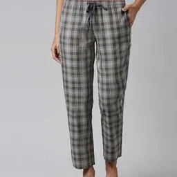 enamor Women Checks Relaxed Fit Pants-picture-14
