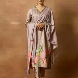 women plus Women Floral Print Straight Kurta Suit Set-picture-31