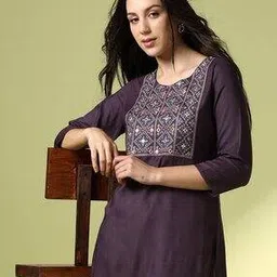 acai Women Straight Kurta with Embroidered Yoke-picture-37