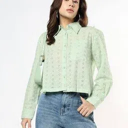 buda jeans co Women Schiffli Embroidered Regular Fit Shirt-picture-13