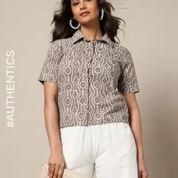 Handblock Print Straight Cotton Shirt-image-19
