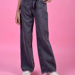 crimsoune club Girls Mid Washed Wide Jeans image 1