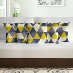 divine casa Pack of 5 Polyester Geometric Cushions Cover 16" X 16"-picture-46