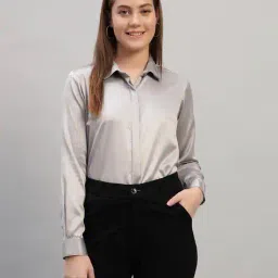 rare camel Women Spread Collar Shirt with Full Sleeves  image 1