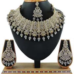 vatsalya Women Gold-Plated Stone-Studded Necklace & Earrings with Mangtika Set-picture-14