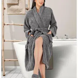 rangoli Unisex Cotton Bathrobe with Slippers-picture-29