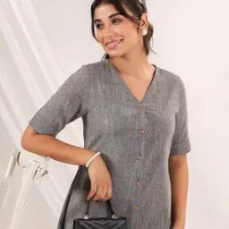 janasya Women Cotton A-Line Button Down Dress-picture-18