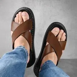 louis stitch Men Cross Strap Slip-On Sandals-picture-15