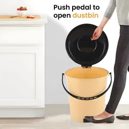 Kuber Industries 6-Pcs Cream Colored & Black Pedal Dustbin - 7Ltrs image 5