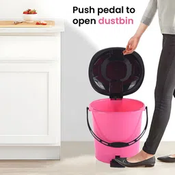 Kuber Industries 3-Pcs Pink & Black Pedal Dustbin - 7Ltrs image 4