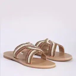 svrnaa by azorte Women Embellished Slip-On Flat Sandals-picture-49