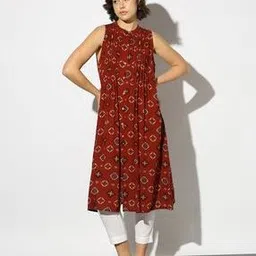 svrnaa by azorte Crinkeled Crepe Flared Kurta-picture-13