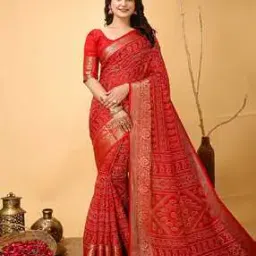 saree mall Women Bandhani Print Saree Blouse Piece-picture-30
