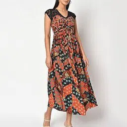 label ritu kumar Floral Print Pleated Empire Dress-picture-25