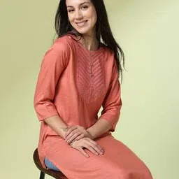 acai Women Embroidered Round-Neck Straight Kurta-picture-25