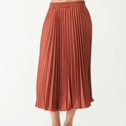 aask Pleated Flared Skirt with Elasticated Waist-picture-37