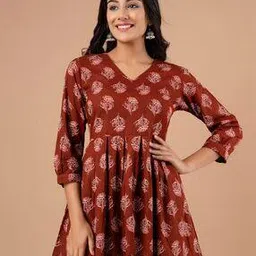 clothing culture Women Floral Print Flared Tunic-picture-20