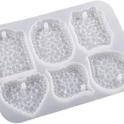 firsttry Aromatherapy Mould I Silicone Aroma Wax Tablets Mold with Hanging Hole I for DIY Homemade Art Crafts Resin Soap Clay Keychain Charm Pendant Earring Necklace Making - 6 Cavity (Geomatric Mold) image 1