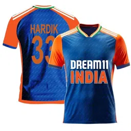 IND Hardik Pandya 33 Blue Cricket Jersey 2023(Kid's,Boy's,Men) image 1