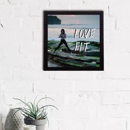 eCraftIndia Green & White "Love Fit" Motivational Quote Satin Matt Texture UV Art Painting-image-87