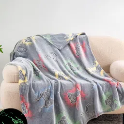 Butterthief Pink & White Geometric Fleece Mild Winter 233 GSM Single Bed Blanket-picture-19