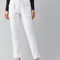 DOLCE CRUDO Women White High-Rise Stretchable Mom Fit Jeans-picture-36